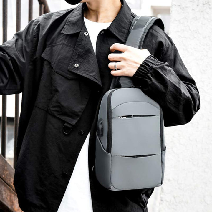 Sling Crossbody Rucksack Umhängetasche für Herren mit USB-Ladeanschluss