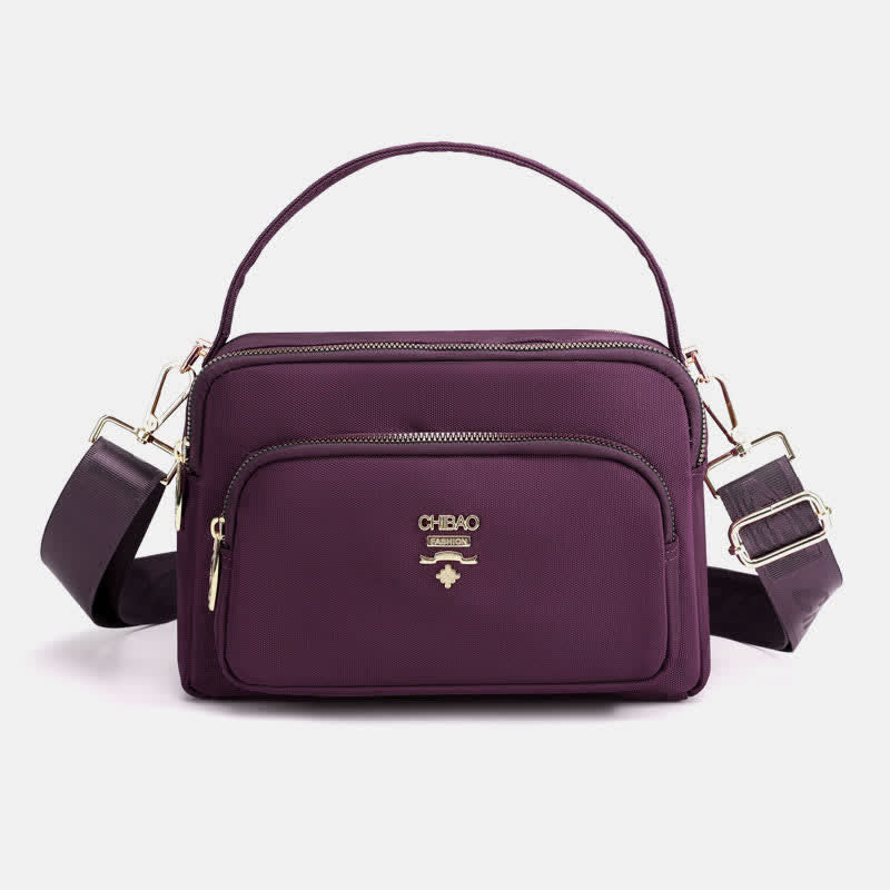 Umhängetasche mit Dreifach-Reißverschluss für Damen, wasserdichte, leichte Schulterhandtasche aus Nylon