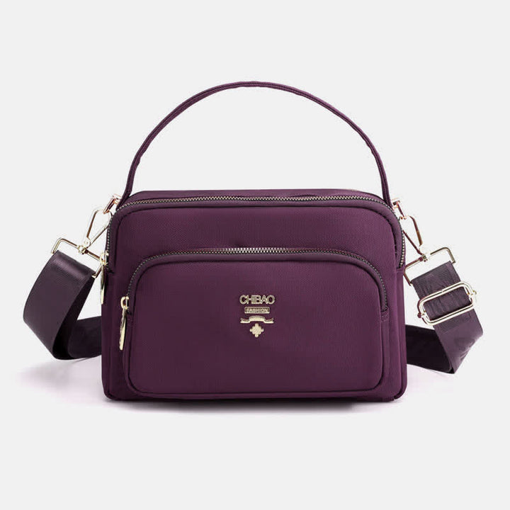 Umhängetasche mit Dreifach-Reißverschluss für Damen, wasserdichte, leichte Schulterhandtasche aus Nylon