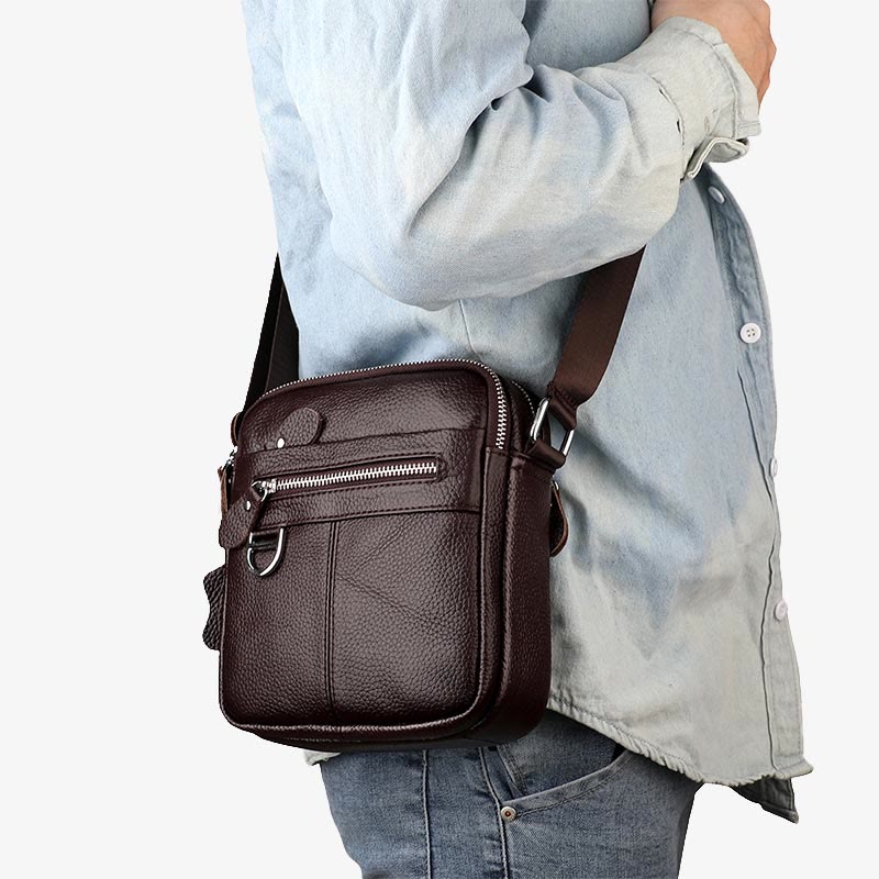 Umhängetasche für Herren, minimalistisch, aus echtem Leder, einzelne Schultertasche