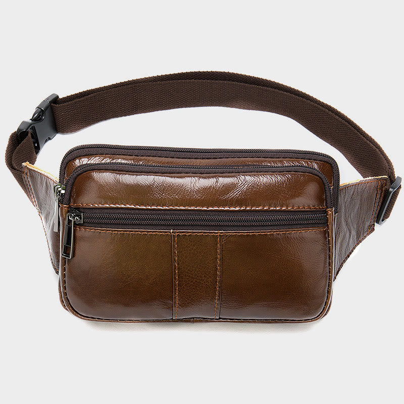 Hüfttasche für Herren, Rindsleder, Outdoor, Laufen, Umhängetasche