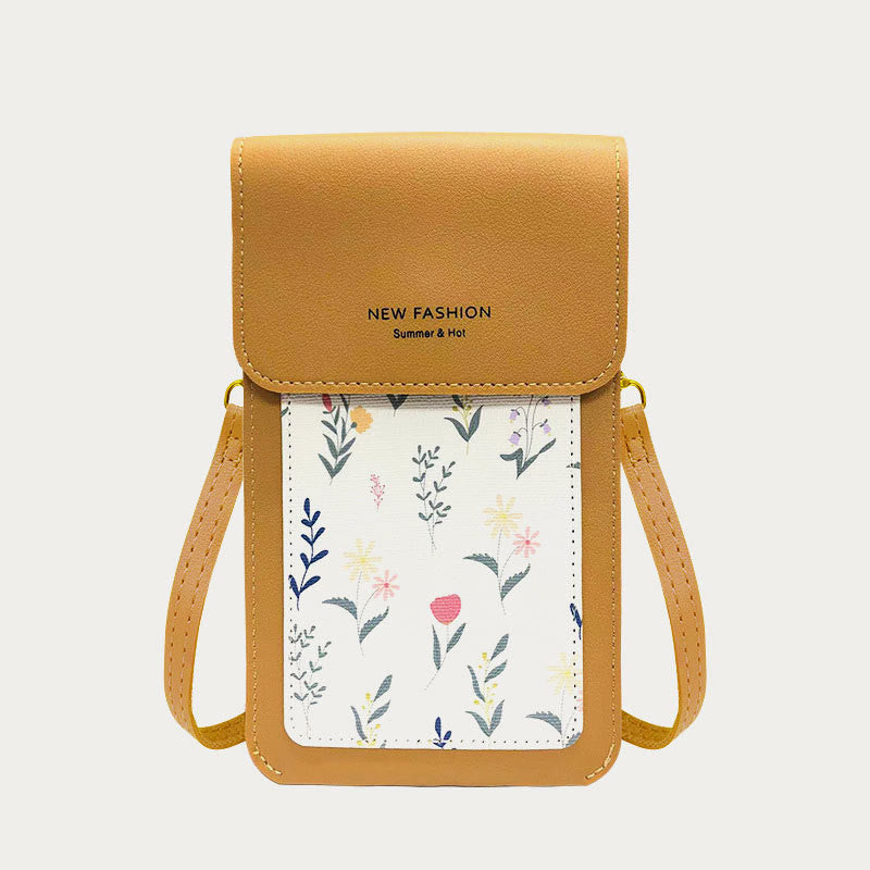 Handytasche für Damen, transparente, berührbare Umhängetasche mit Mini-Aufdruck