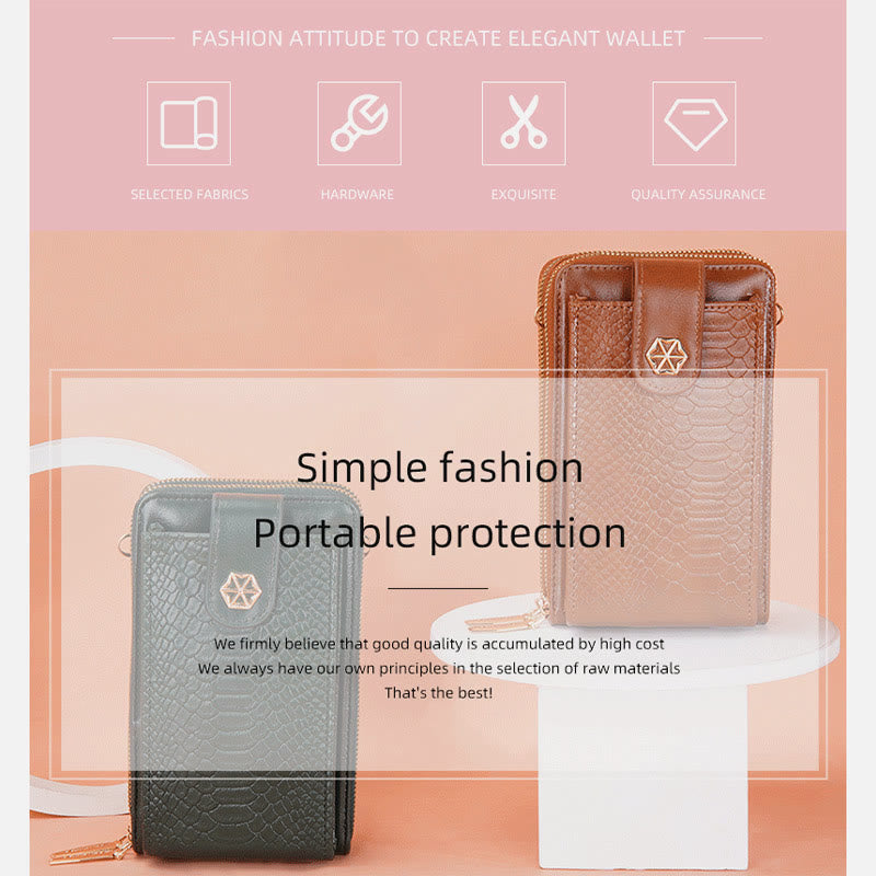 Solide Schlangenhaut-Grain-Telefontasche für Frauen Elegante Crossbody-Geldbörse