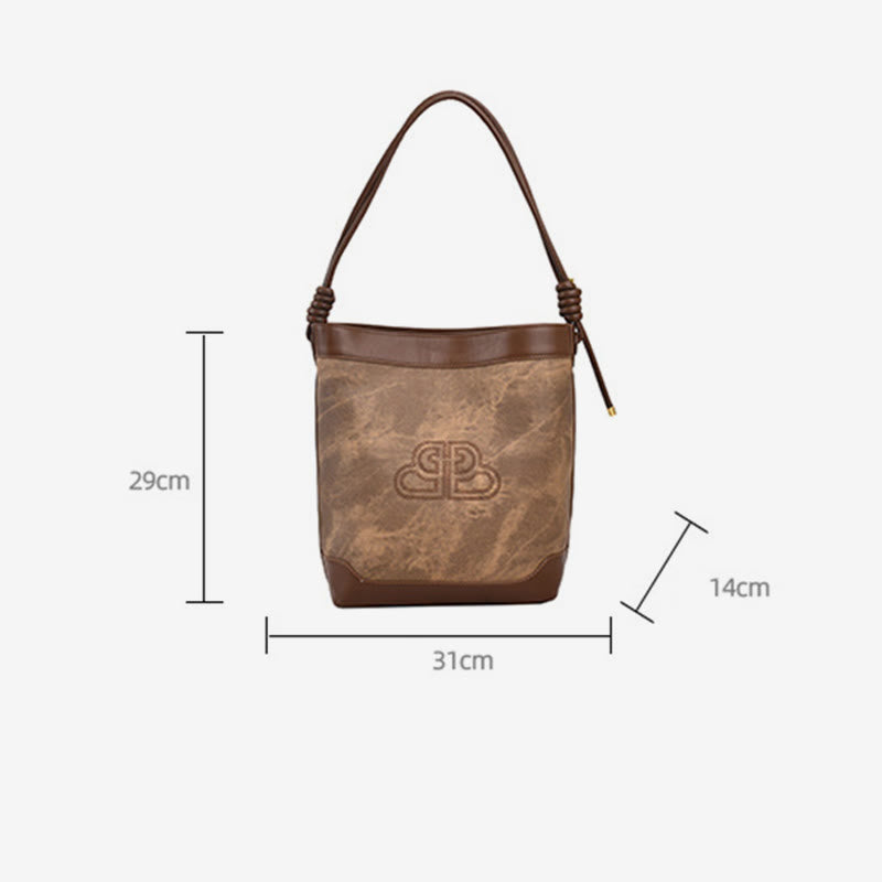 Vintage Bucket Bag für Damen aus veganem Leder für die Achsel