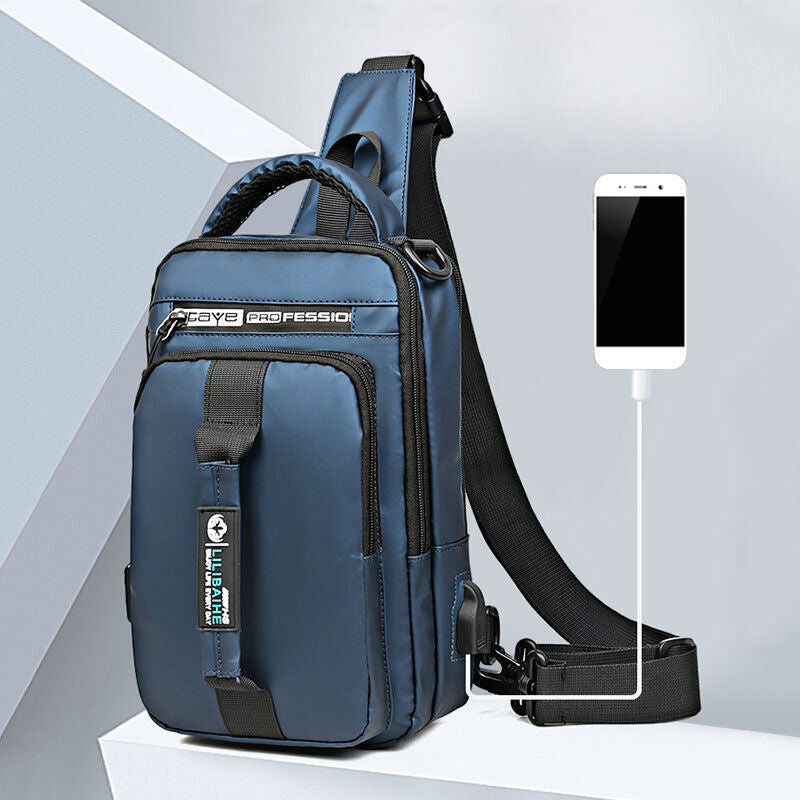 Wasserdichte, großvolumige Schultertasche mit mehreren Tragemöglichkeiten und USB-Ladeanschluss