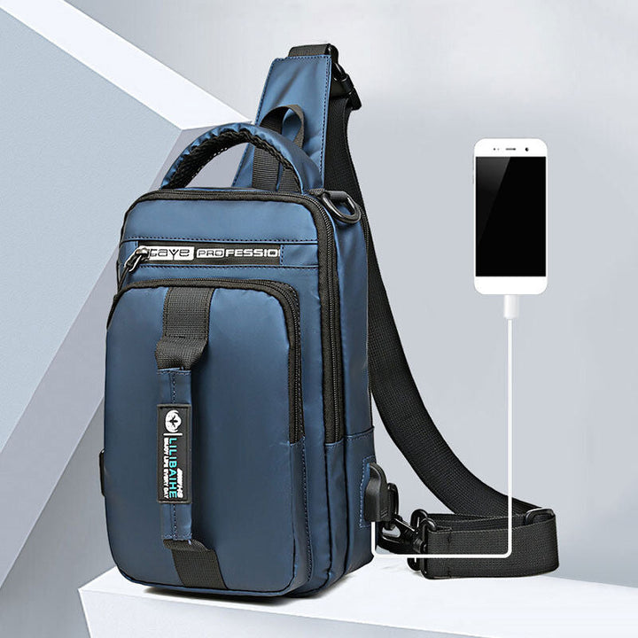 Wasserdichte, großvolumige Schultertasche mit mehreren Tragemöglichkeiten und USB-Ladeanschluss