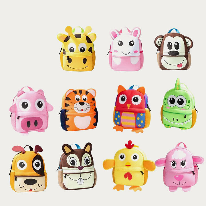 Rucksack für Kinder, süßes Cartoon-Tiermuster, Nylon, Schultasche