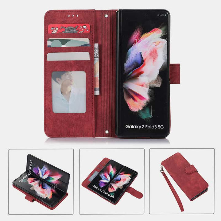 Brieftaschenhülle für Galaxy Z Fold 5/4/3 mit S-Pen-Halter und Umhängegurt
