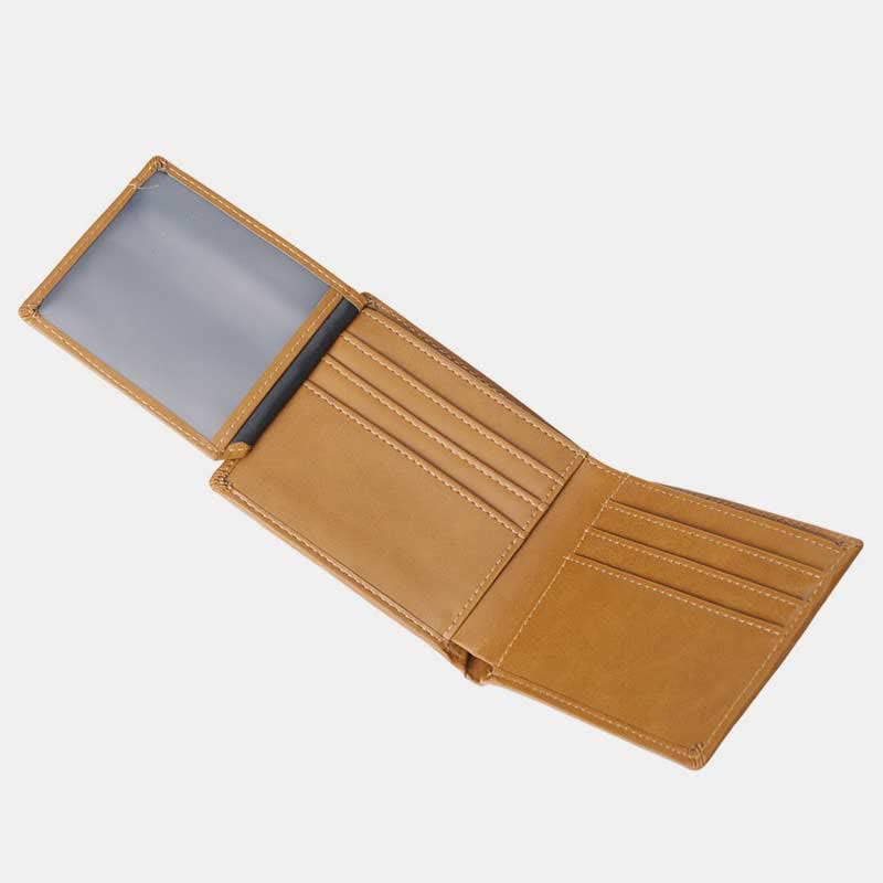 Gravierte Herren-Geldbörse, dreifach faltbar, Leder, Kartenhalter, Geschenke für Sohn und Enkel