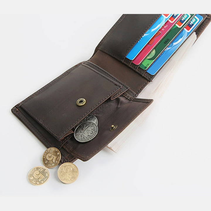 Lässige Bifold-Geldbörse aus echtem Leder im Vintage-Stil