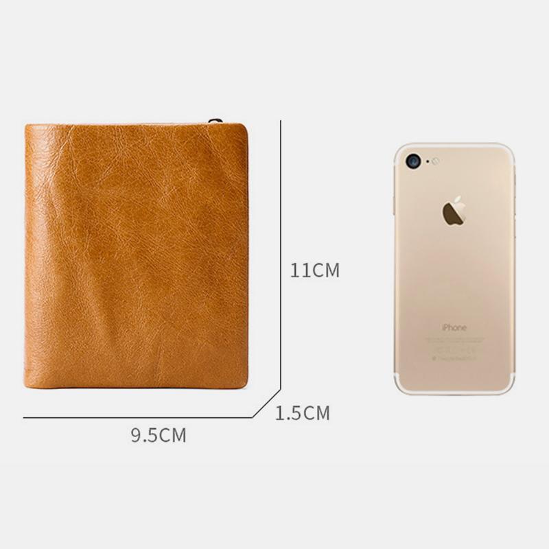 Dreifach gefaltete RFID-Geldbörse aus echtem Leder im Vintage-Stil
