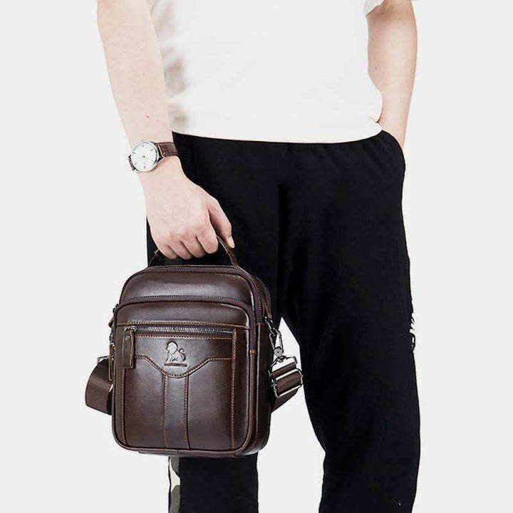 Kleine Umhängetasche aus echtem Leder mit mehreren Taschen, Schultertasche, Reisetragetasche