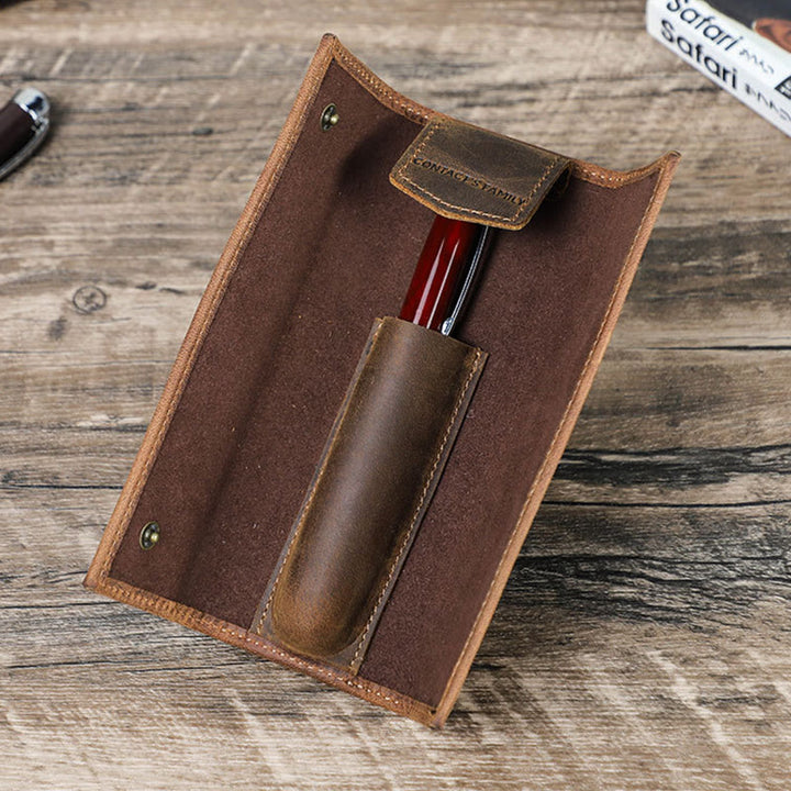 Federmäppchen fürs Business Vintage Echtleder schlichtes Stiftemäppchen