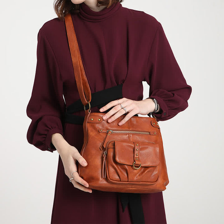 Umhängetasche für Frauen mit Reißverschluss, verstellbarem Riemen, weiche Leder-Schulterhandtaschen