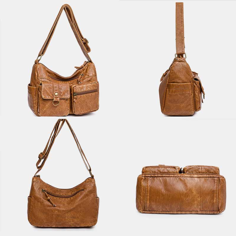 Umhängetasche im Vintage-Stil mit vielen Taschen und großem Fassungsvermögen