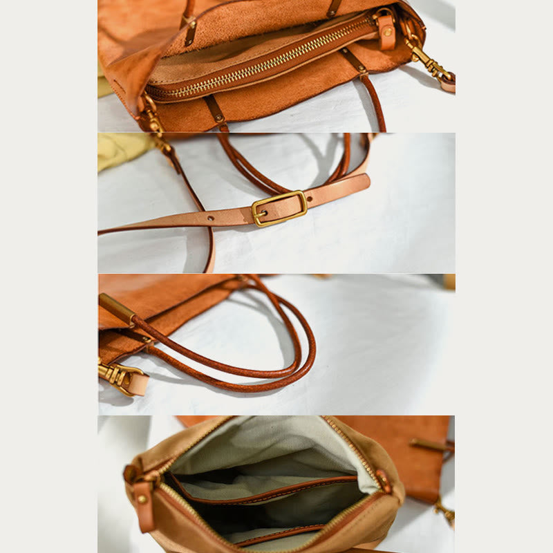 Handgemachte Umhängetasche für Frauen Retro einfache Textur Shouder Tasche