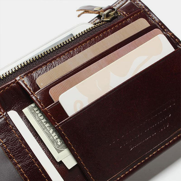 RFID-Geldbörse aus echtem Leder mit herausnehmbarem Kartenetui