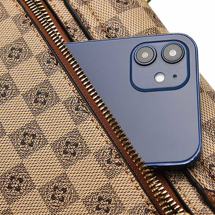 Britische elegante Handtasche Frauen Schachbrettmuster Crossbody Leder Geldbörse