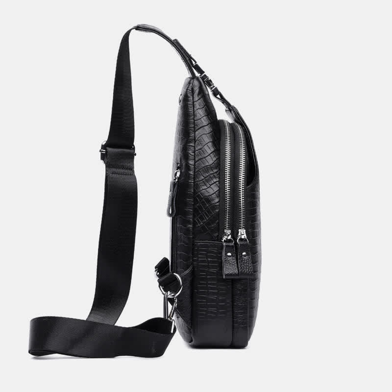 Krokodilleder Sling Bag Brust Rucksack Outdoor Reisen Wandern Sport Daypacks