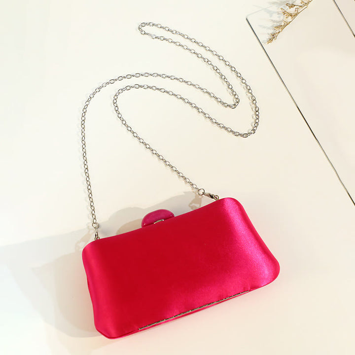 Abendtasche für Damen, schlichte, quadratische Clutch mit einfarbigem Verschluss