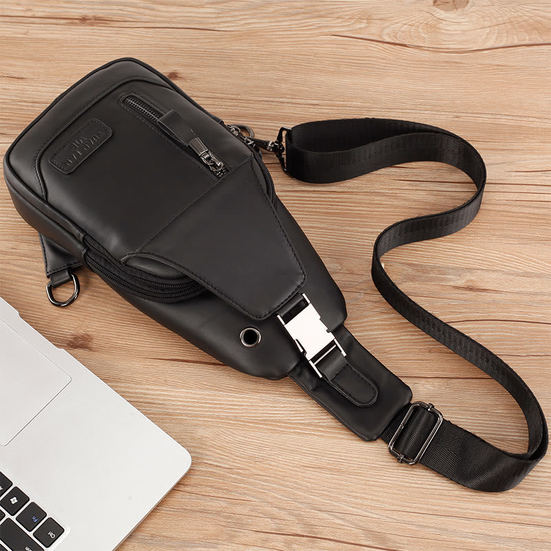Multifunktions-Schultertasche aus echtem Leder im Vintage-Stil