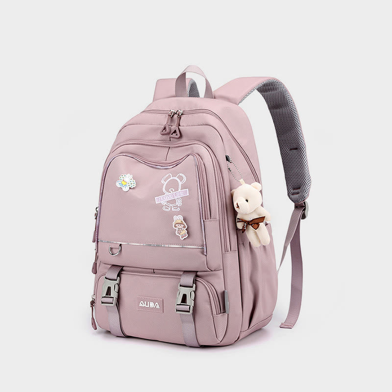 Rucksack für Damen, mehrere Taschen, großes Fassungsvermögen, Polyesterfaser, Schul-Tagesrucksack