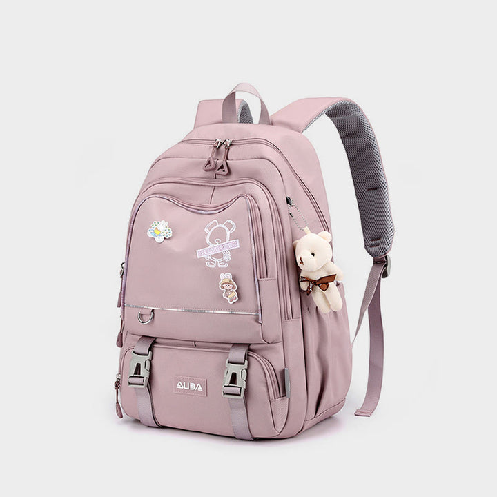 Rucksack für Damen, mehrere Taschen, großes Fassungsvermögen, Polyesterfaser, Schul-Tagesrucksack