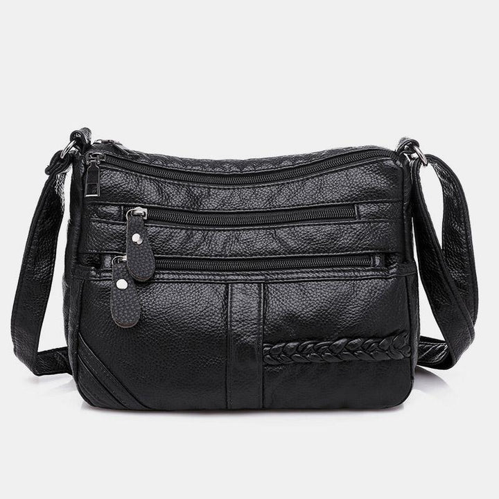 Einfarbige Umhängetasche mit mehreren Taschen