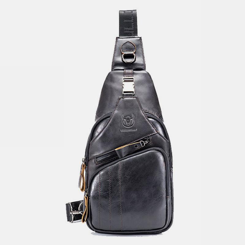 Multifunktions-Schultertasche aus echtem Leder im Vintage-Stil