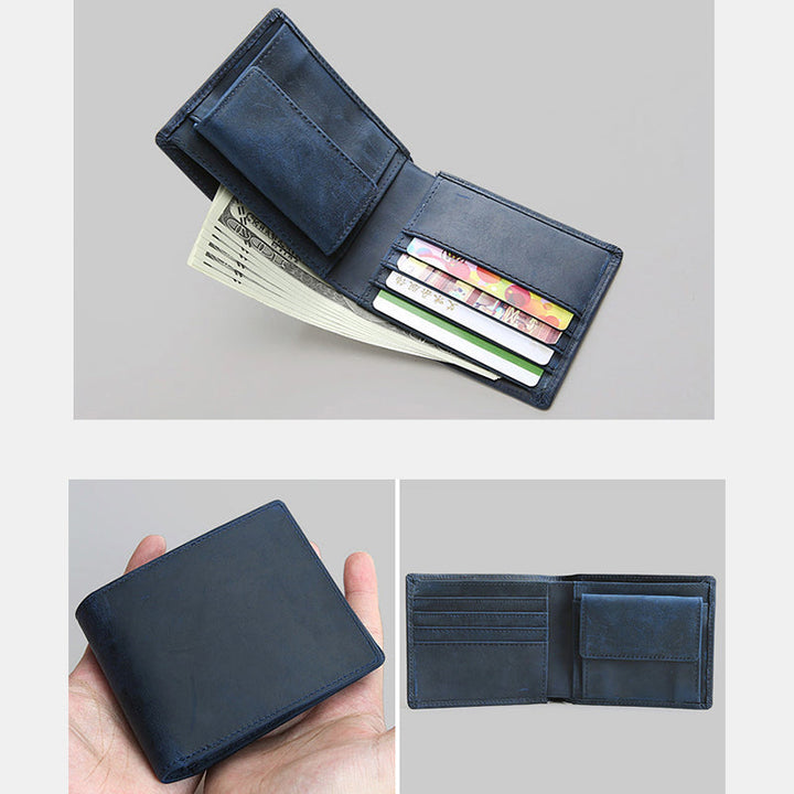 Lässige Bifold-Geldbörse aus echtem Leder im Vintage-Stil