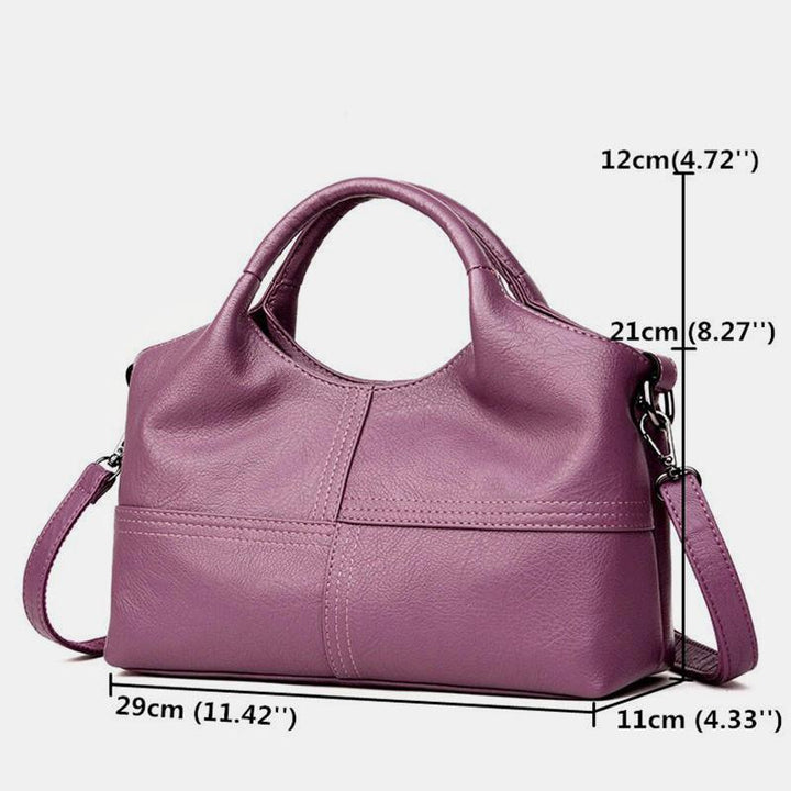 Weiche Lederhandtasche mit Nähten und fester Umhängetasche
