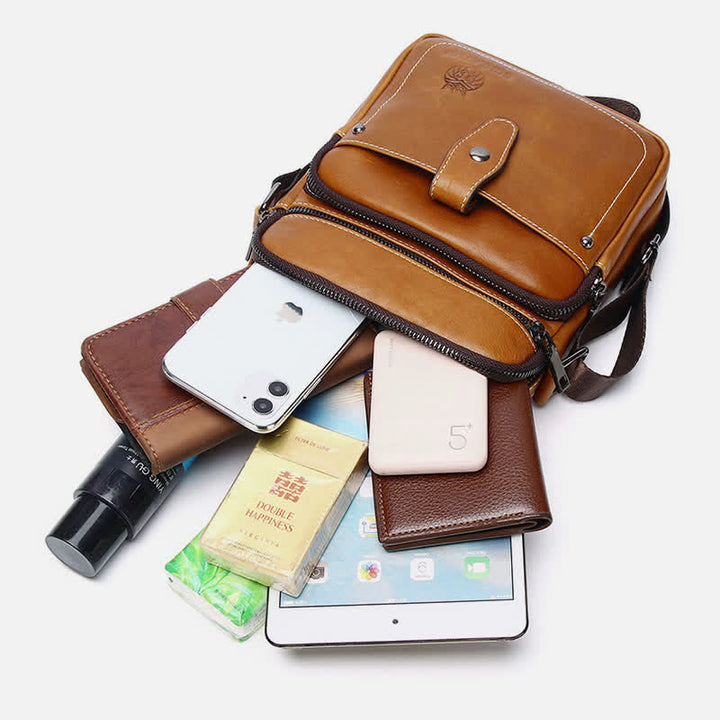 Kleine Umhängetasche aus Leder für Herren, Retro-Arbeits- und Business-Schulterhandtasche