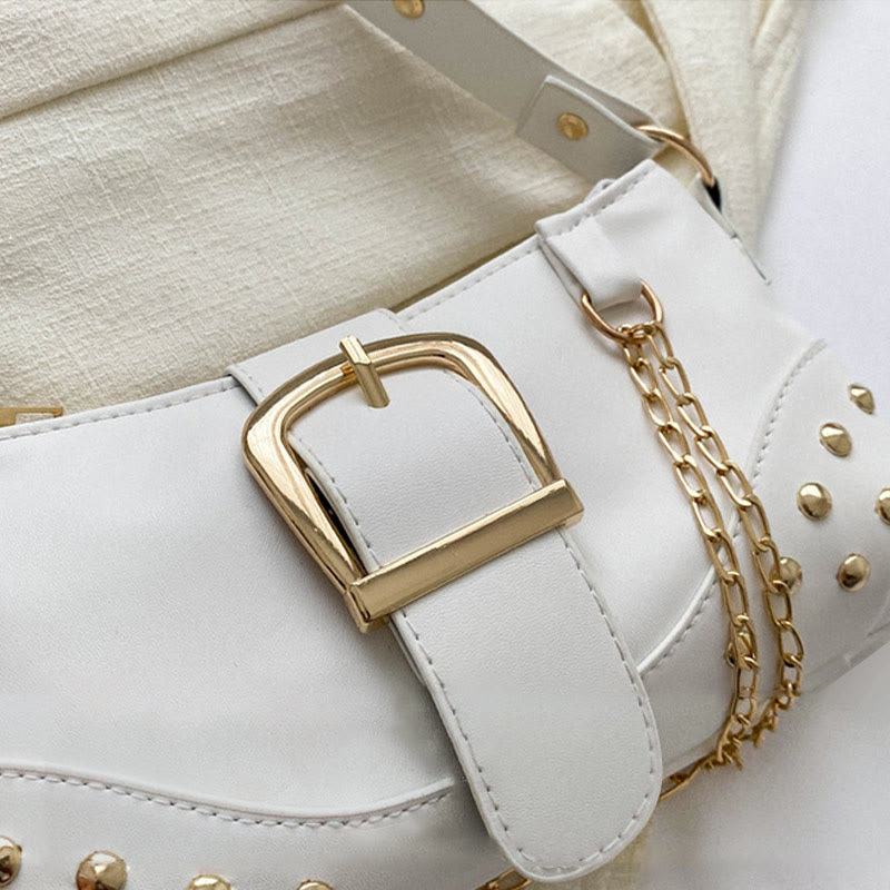 Umhängetasche für Damen, Nieten, Punk, einfarbig, Partytasche