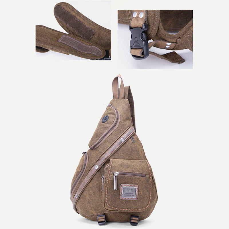 Schultertasche für Herren, multifunktionale Brusttasche aus Canvas für Freizeit und Outdoor