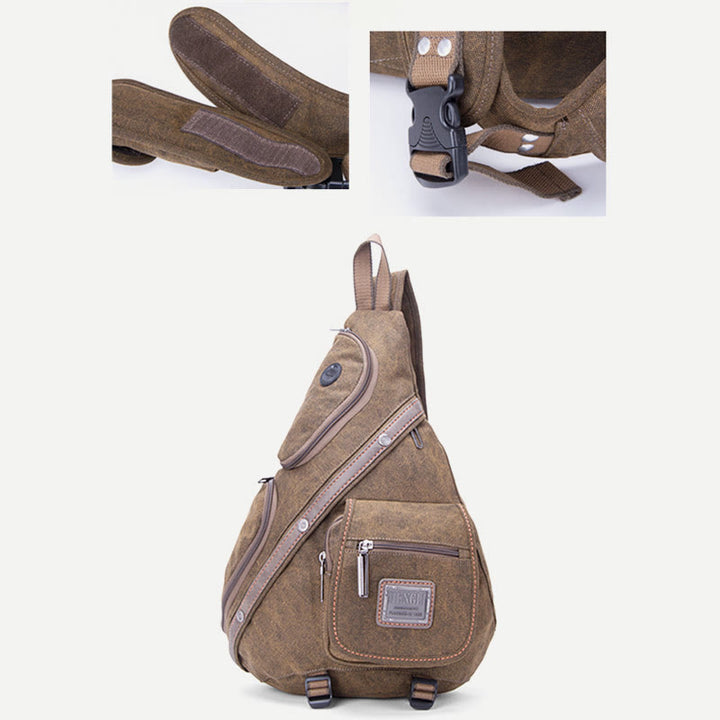Schultertasche für Herren, multifunktionale Brusttasche aus Canvas für Freizeit und Outdoor