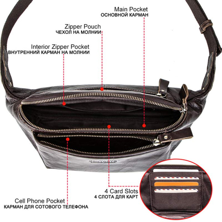 Gürteltasche aus echtem Leder, Brusttasche mit verstellbarem Gürtel