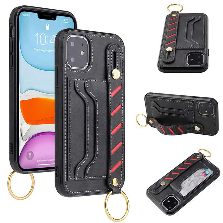 Leder-Handyhülle für iPhone und Samsung mit Kartenfach und Armband