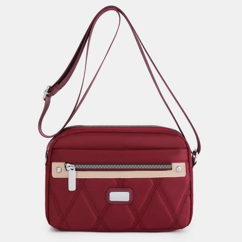Wasserdichte Umhängetasche für Damen, Doppelreißverschluss, Nylon, Handtasche, Schultertasche