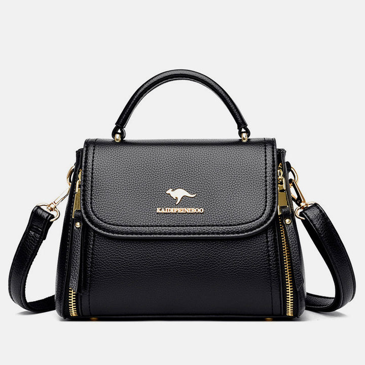 Doppelfach Top Griff Satchel Leder Umhängetasche Geldbörse Handtasche