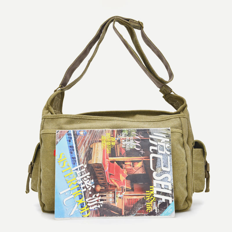 Umhängetasche für Herren, Vintage-Canvas, großes Umhängeset
