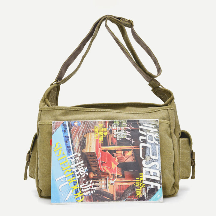 Umhängetasche für Herren, Vintage-Canvas, großes Umhängeset