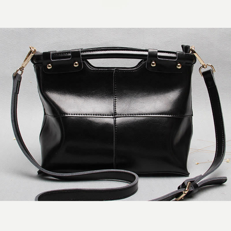 Top-Griff-Tasche für Damen, genietete Umhängetasche aus Rindsleder
