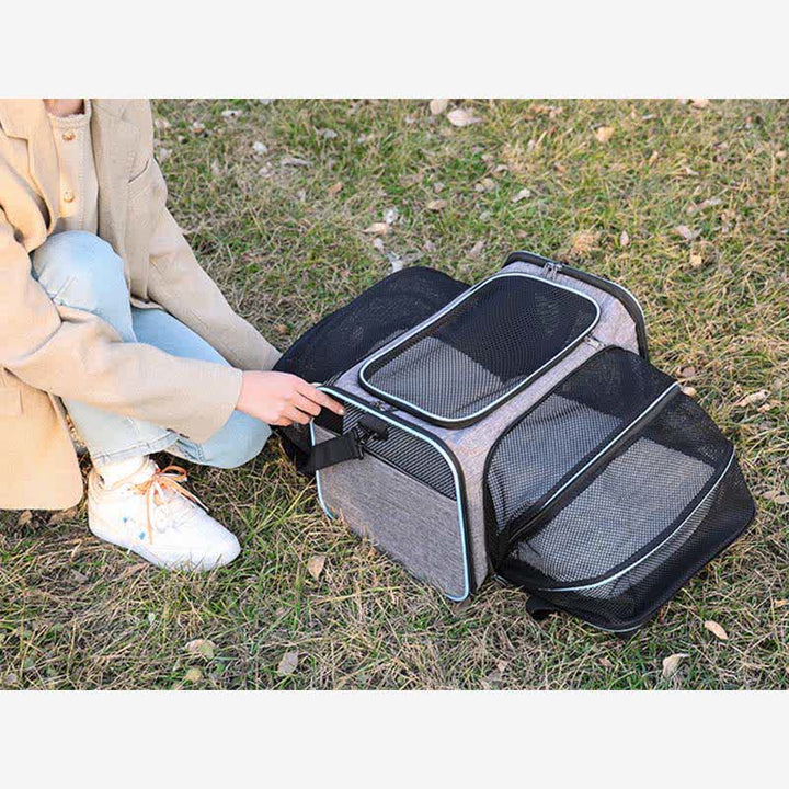 Erweiterbare Haustiertragetasche, tragbare, weiche Reisetasche für Haustiere mit belüftetem Design