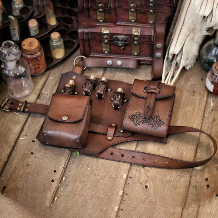 Gürteltasche für Damen, für Outdoor-Camping-Kostüm, Leder, Hüfttasche