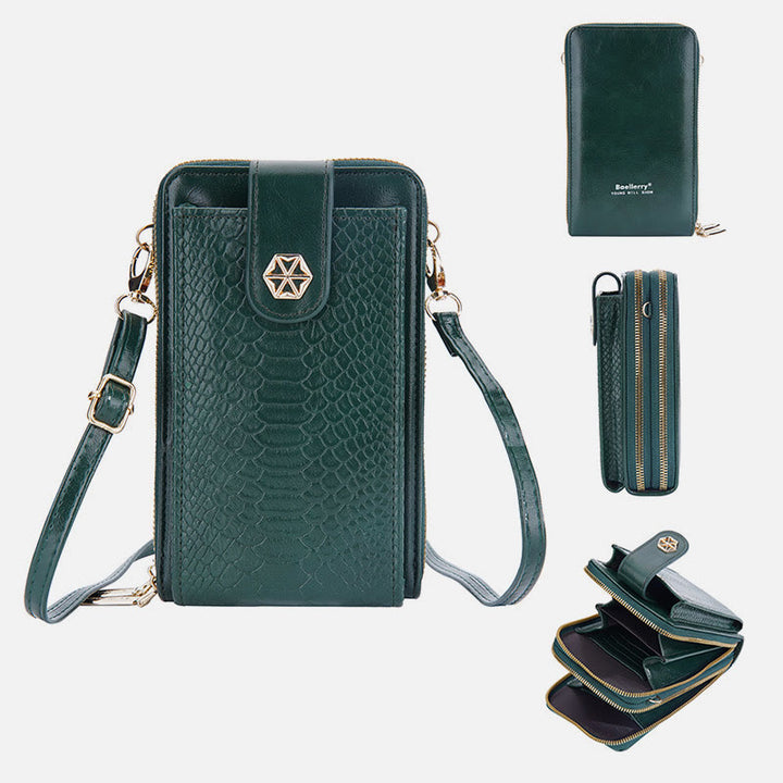 Solide Schlangenhaut-Grain-Telefontasche für Frauen Elegante Crossbody-Geldbörse