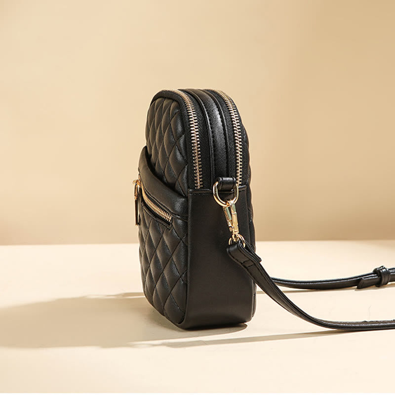 Handytasche für Damen mit Rautenmuster, einfarbig, Mini-Tasche