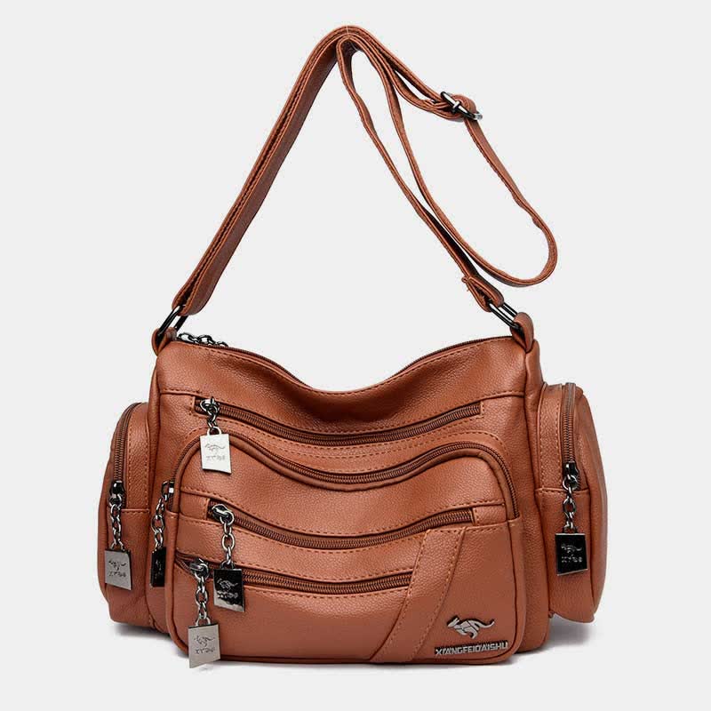 Umhängetasche aus Leder mit schweren Taschen und großer Kapazität, Tagesrucksack, Schultertasche
