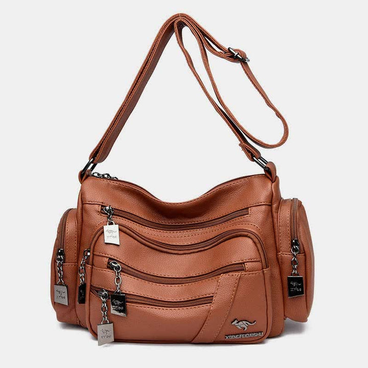 Umhängetasche aus Leder mit schweren Taschen und großer Kapazität, Tagesrucksack, Schultertasche