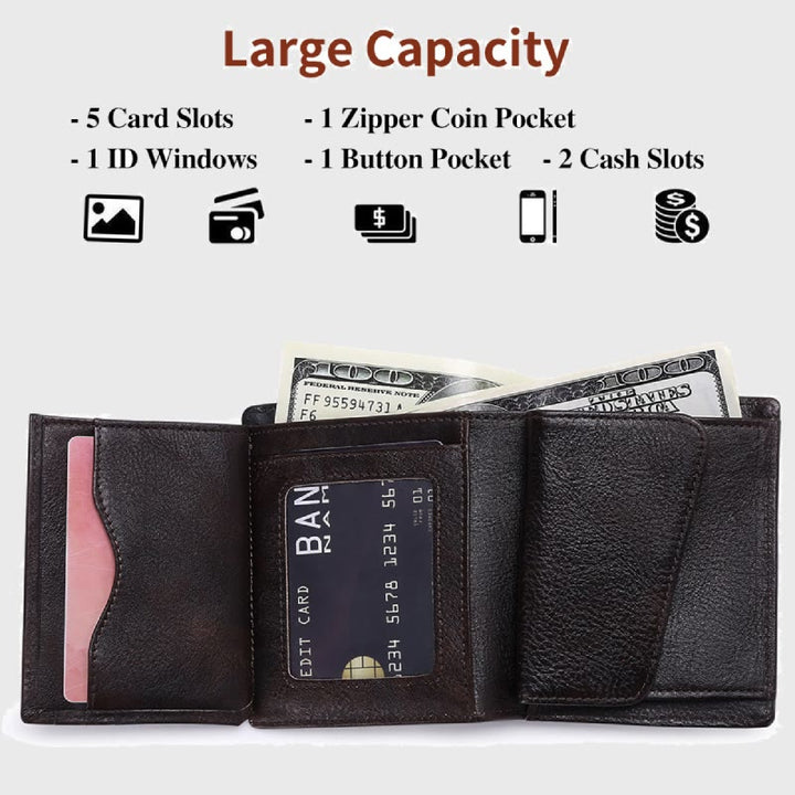 Herren Vertikale Brieftasche RFID Blocking Bifold Leder Sanfte Geldbörse