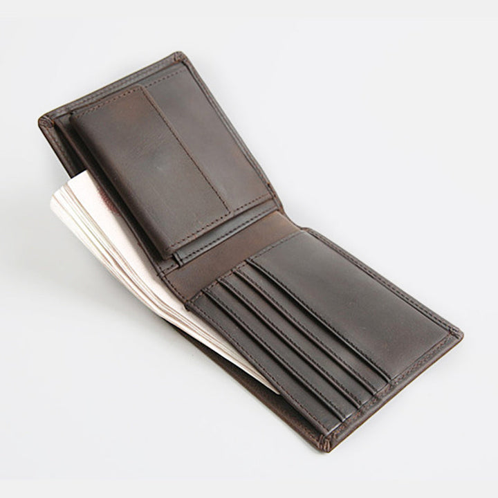 Lässige Bifold-Geldbörse aus echtem Leder im Vintage-Stil